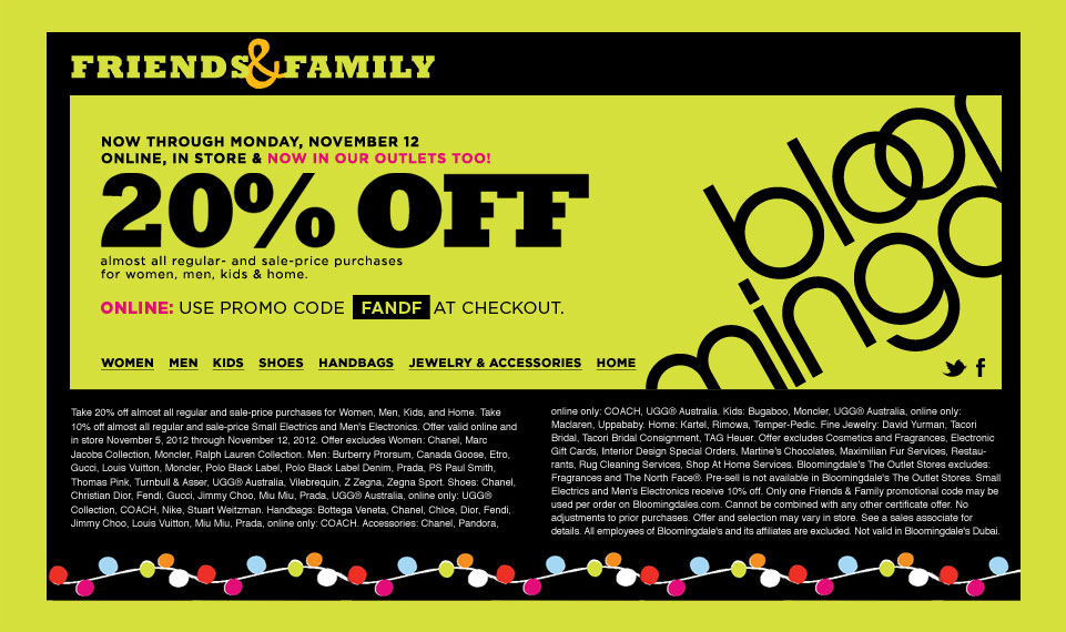 【集中贴】BLOOMINGDALES FRIENDS & FAMILY EVENT 已经开始了（更新在1楼）第1页